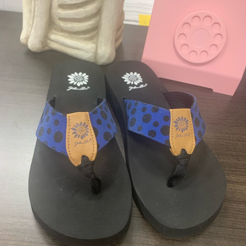 Yellow Box polka dot flip flops